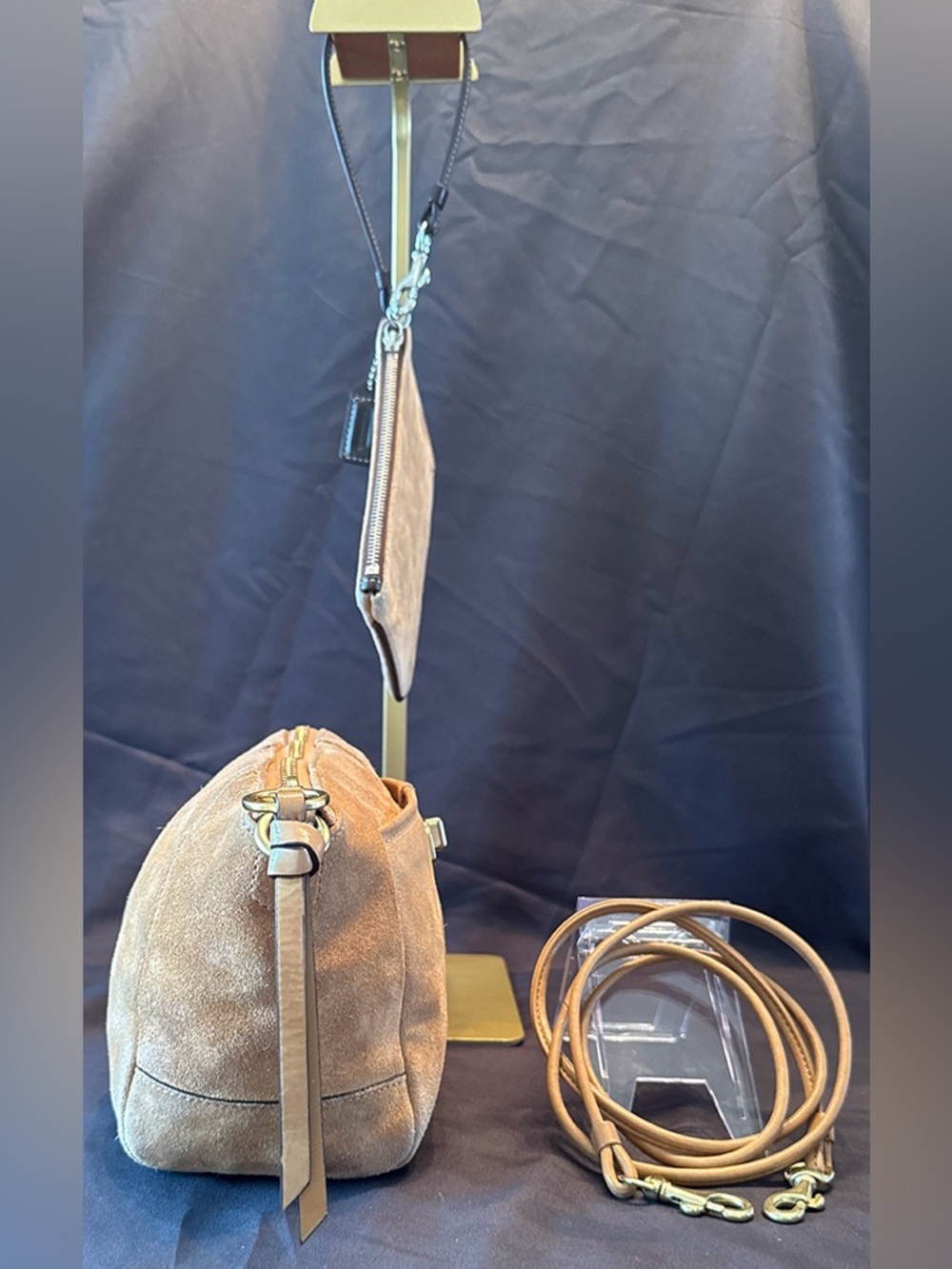 Coach Vintage Mini Tan Suede Crossbody With Suede Wristlet - Picture 5 of 16